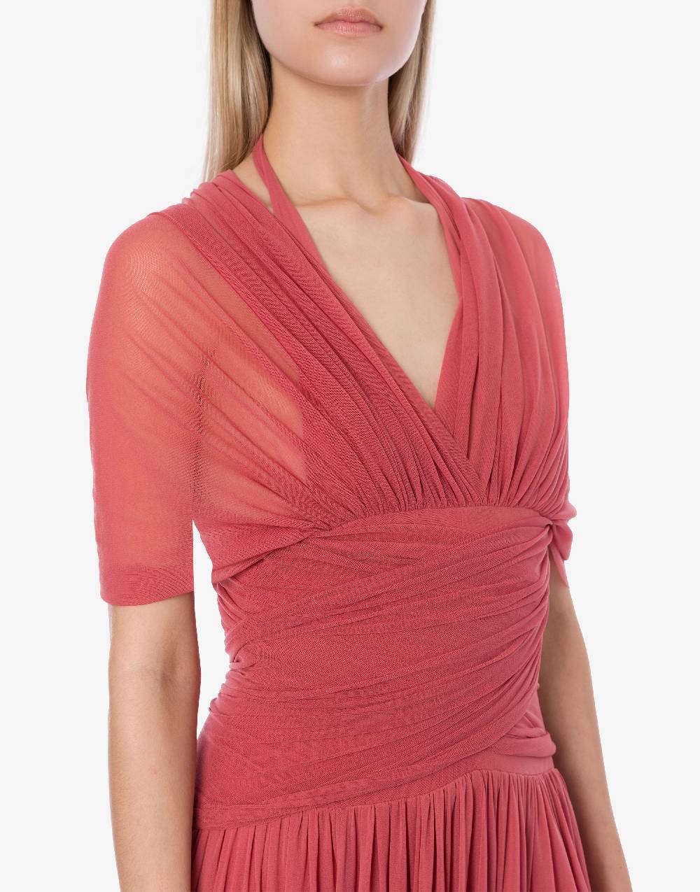 Philosophy Di Lorenzo Serafini Abito In Tulle Stretch Con Allacciatura A Fiocco