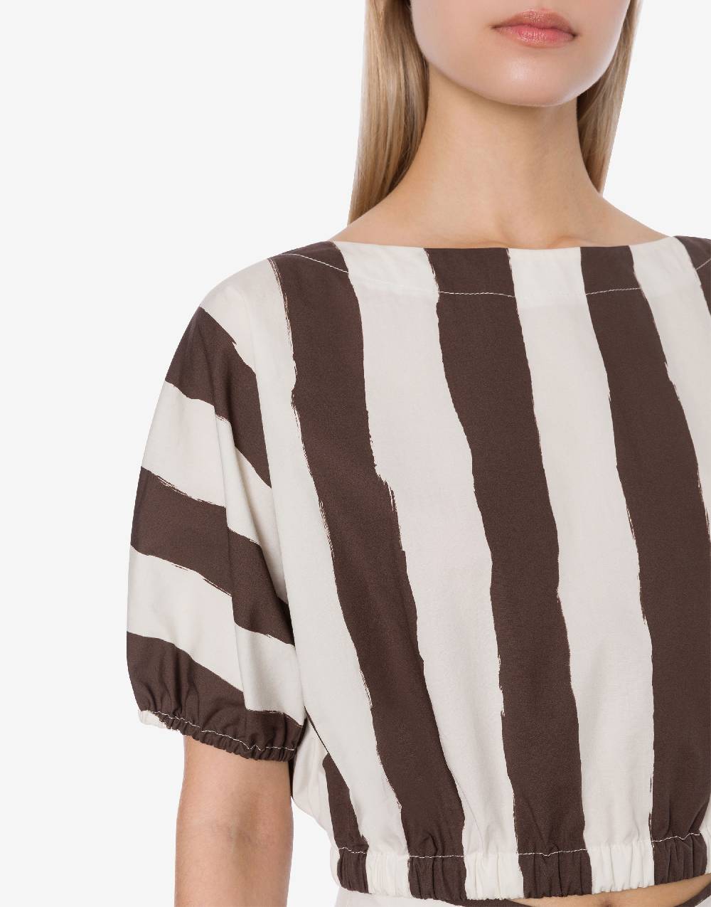 Philosophy Di Lorenzo Serafini Blusa Crop A Righe In Cotone Stretch