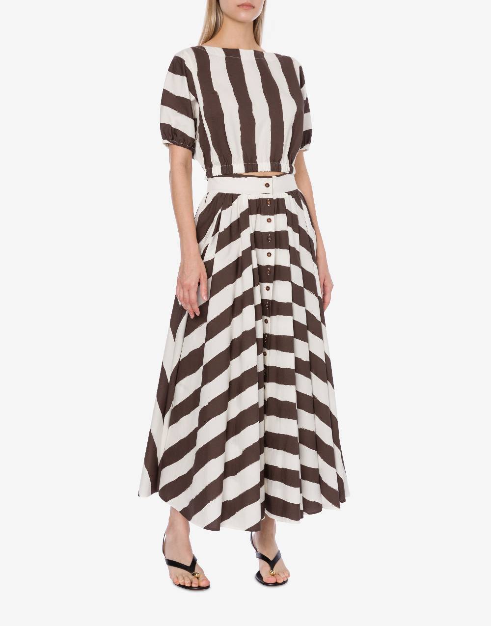 Philosophy Di Lorenzo Serafini Blusa Crop A Righe In Cotone Stretch