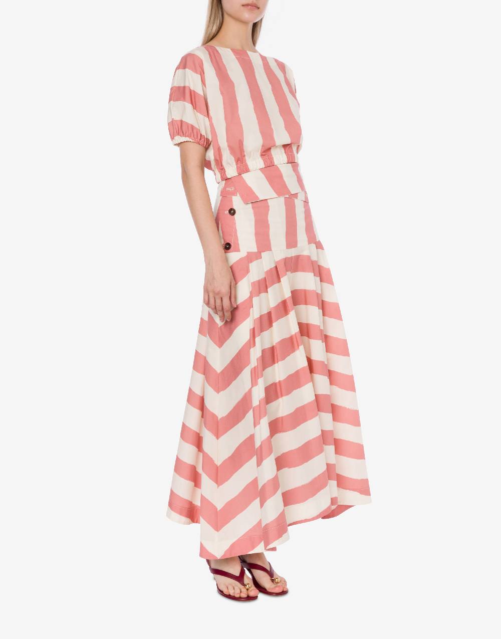 Philosophy Di Lorenzo Serafini Blusa Crop A Righe In Cotone Stretch