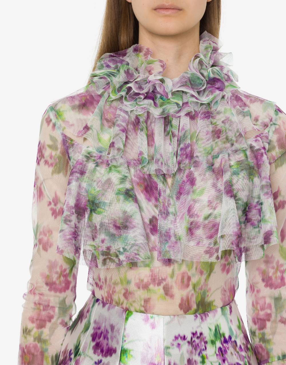Philosophy Di Lorenzo Serafini Blusa In Tulle Con Stampa Fiori