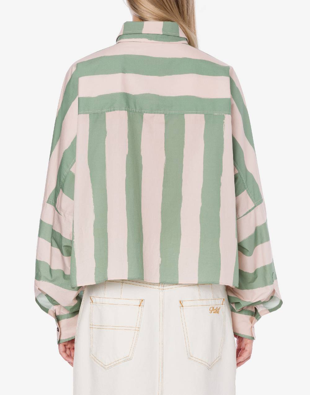 Philosophy Di Lorenzo Serafini Camicia Crop A Righe In Cotone Stretch