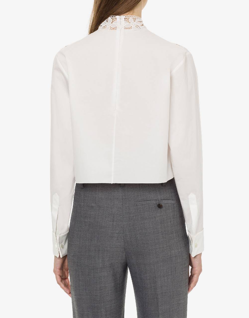 Philosophy Di Lorenzo Serafini Camicia Crop In Popeline Con Ricamo