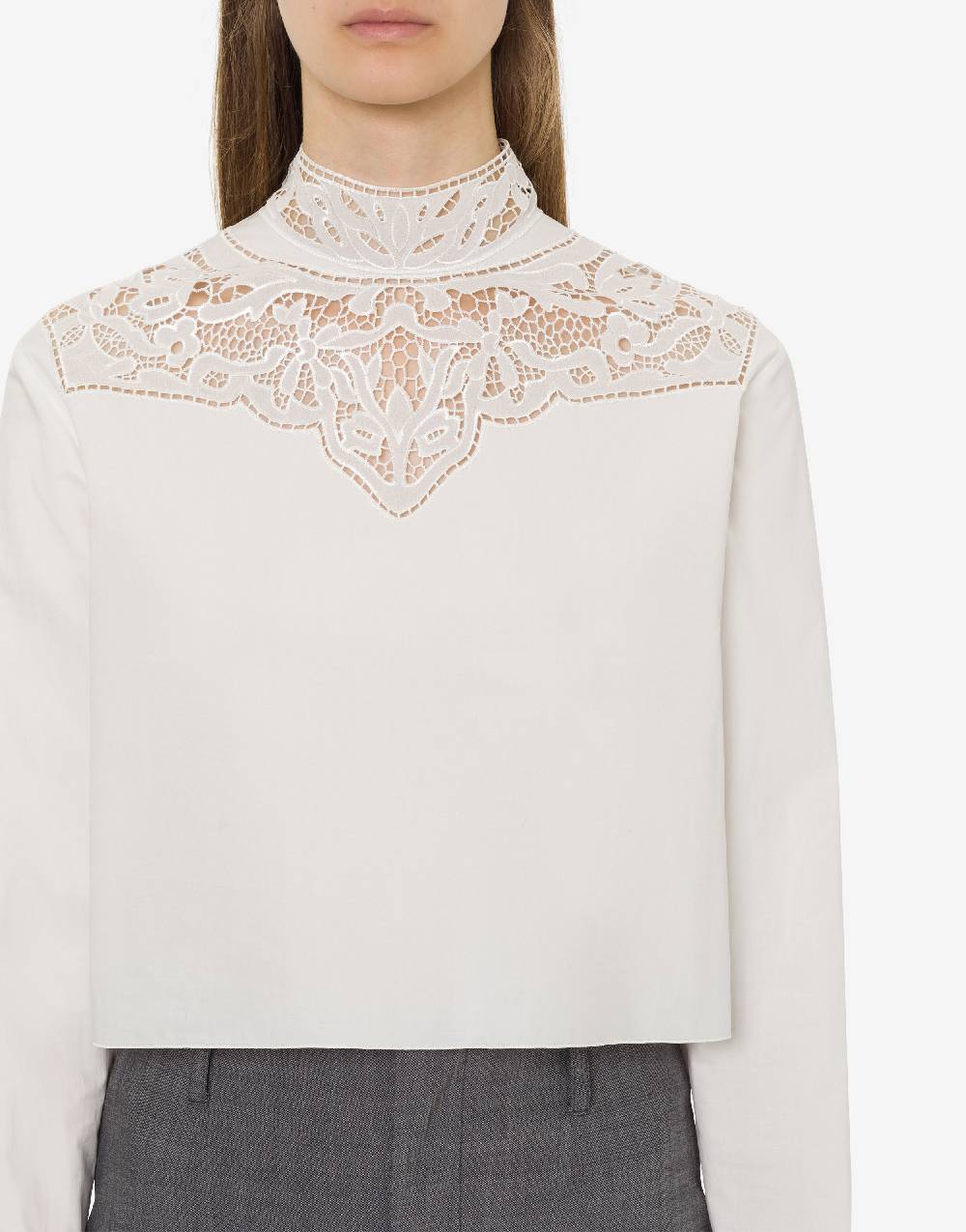 Philosophy Di Lorenzo Serafini Camicia Crop In Popeline Con Ricamo