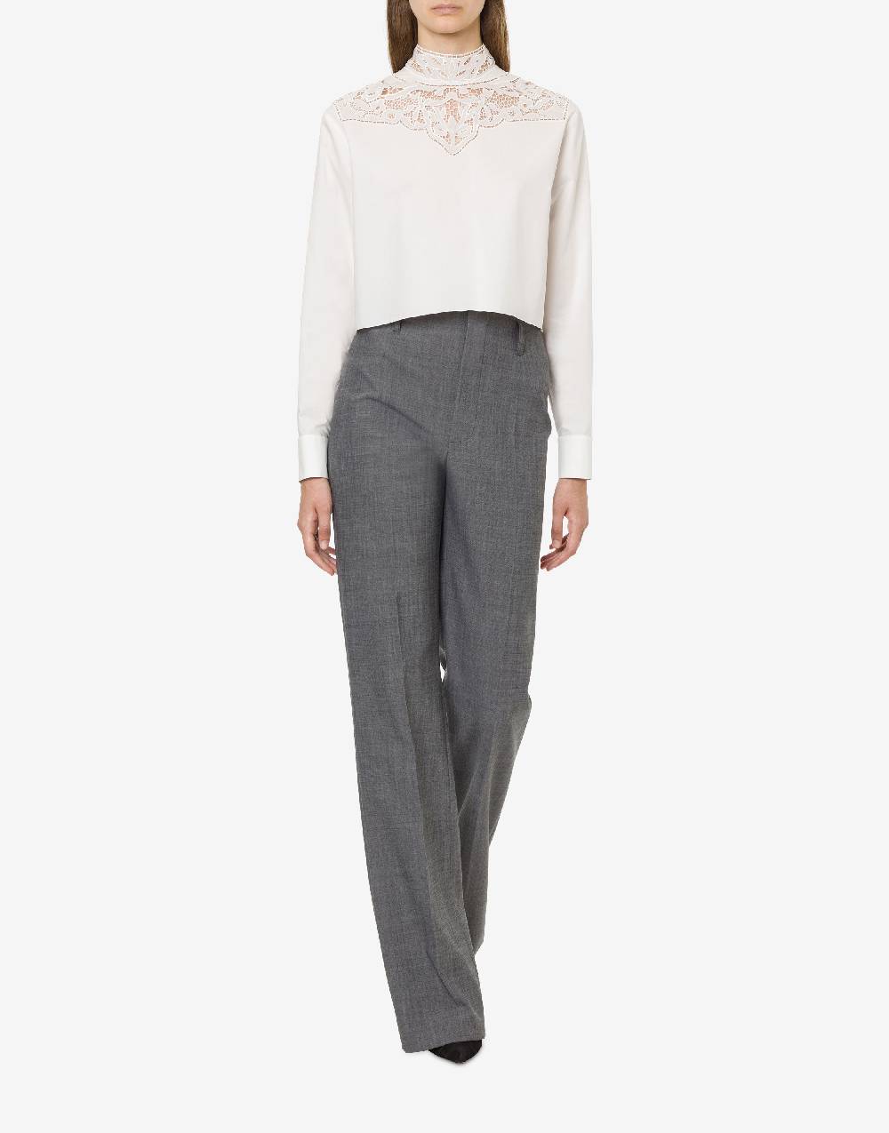 Philosophy Di Lorenzo Serafini Camicia Crop In Popeline Con Ricamo