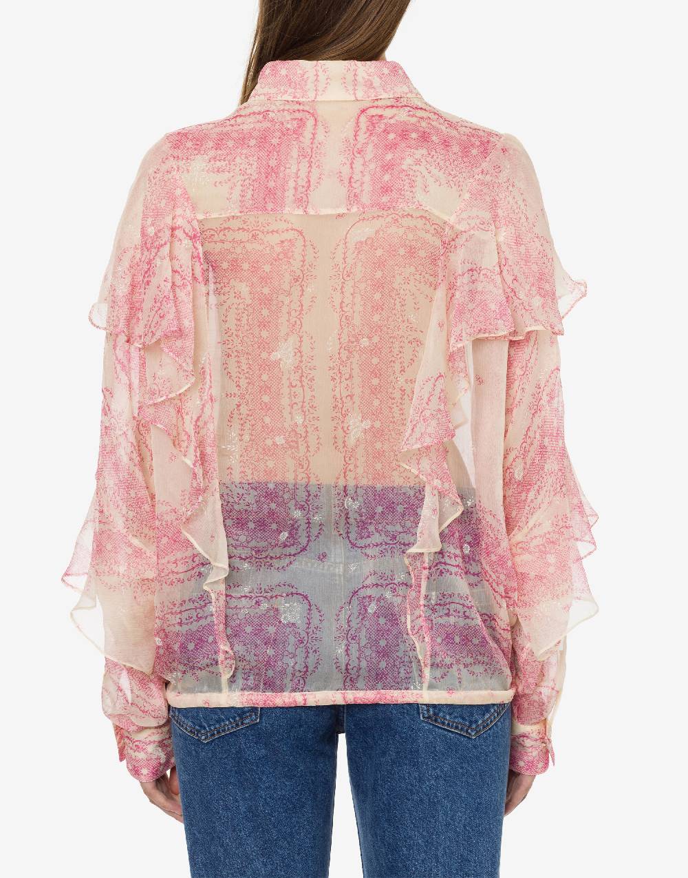 Philosophy Di Lorenzo Serafini Camicia In Crépon Di Seta Con Volant