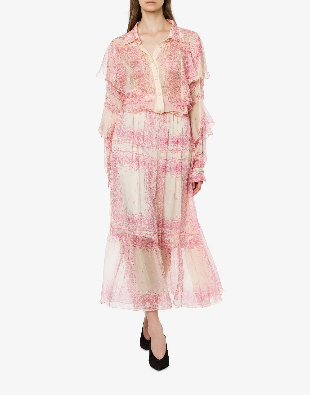 Philosophy Di Lorenzo Serafini Camicia In Crépon Di Seta Con Volant