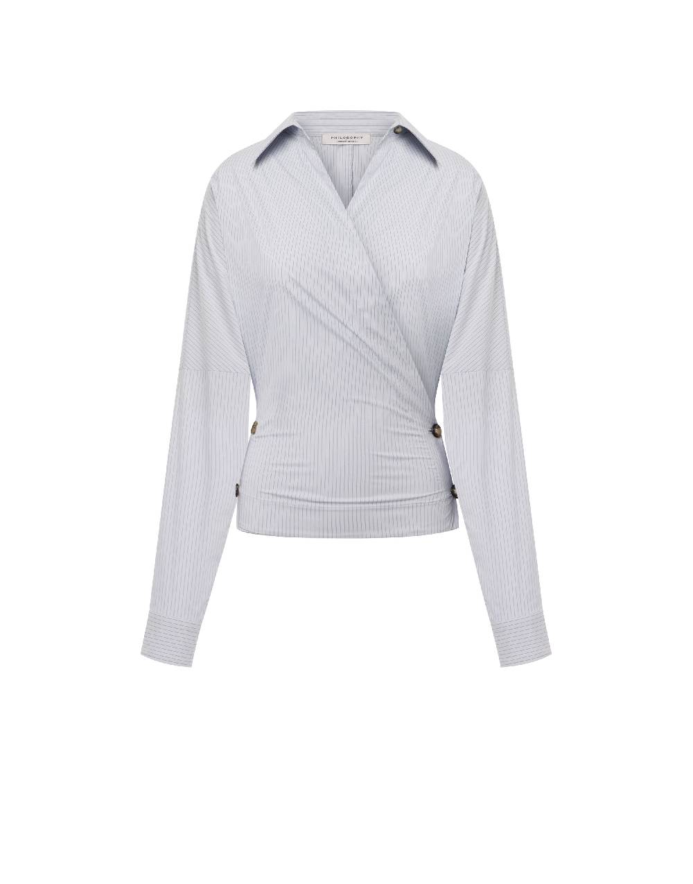 Philosophy Di Lorenzo Serafini Camicia In Taffetà Stretch Con Bottoni