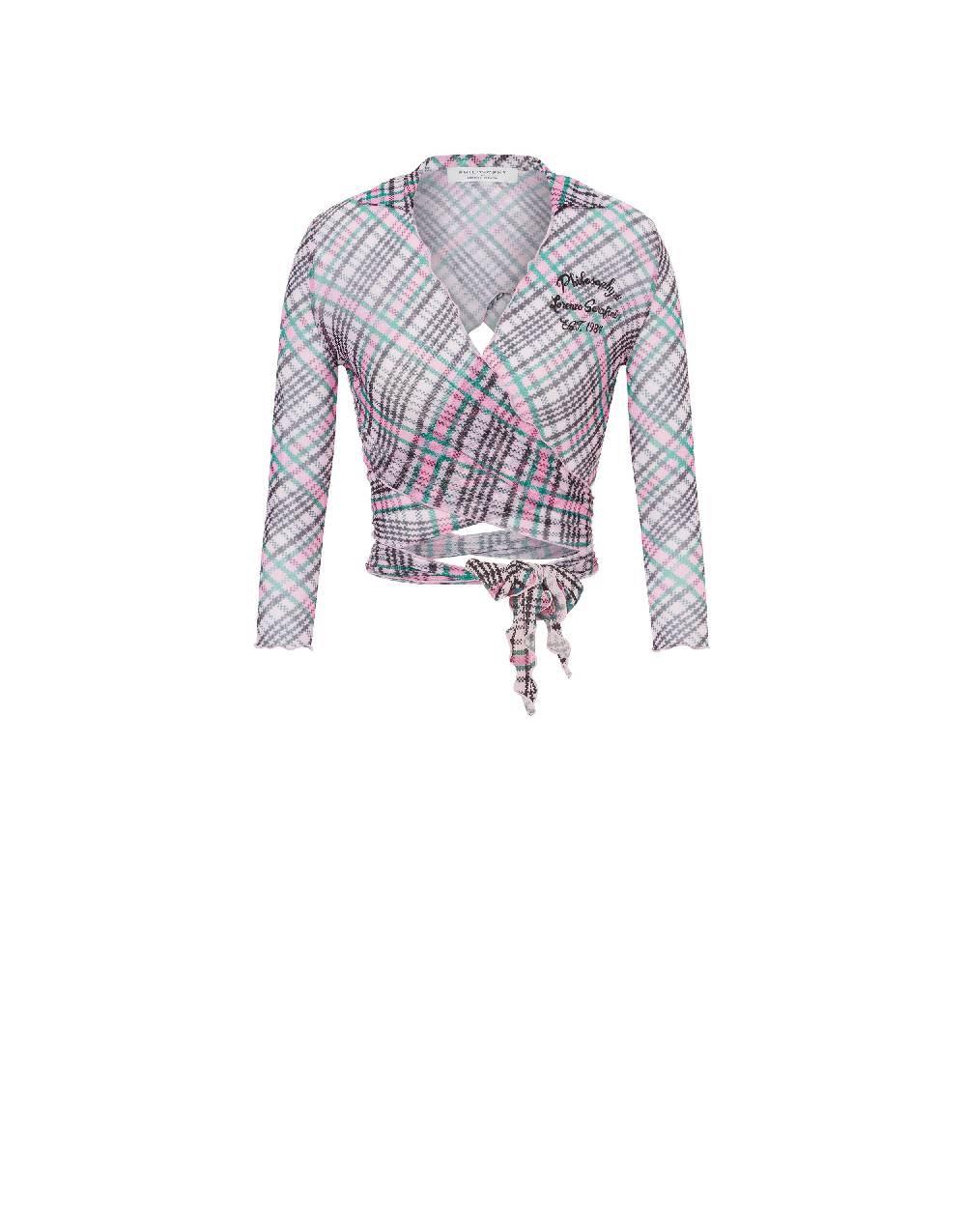 Philosophy Di Lorenzo Serafini Crop Top Beachwear In Tulle Check