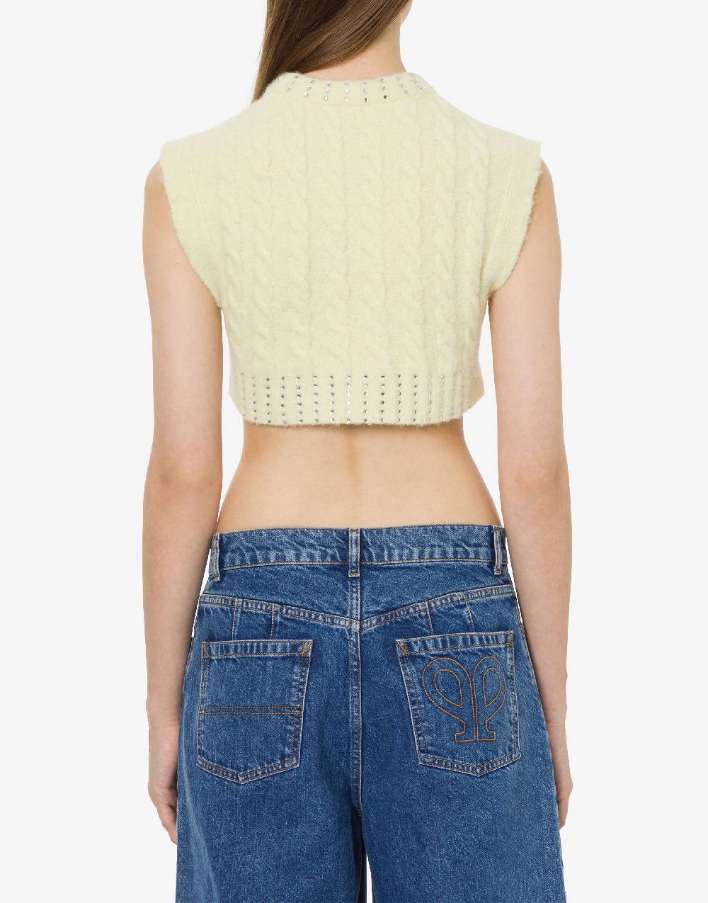 Philosophy Di Lorenzo Serafini Crop Top In Baby Alpaca E Lana Con Strass