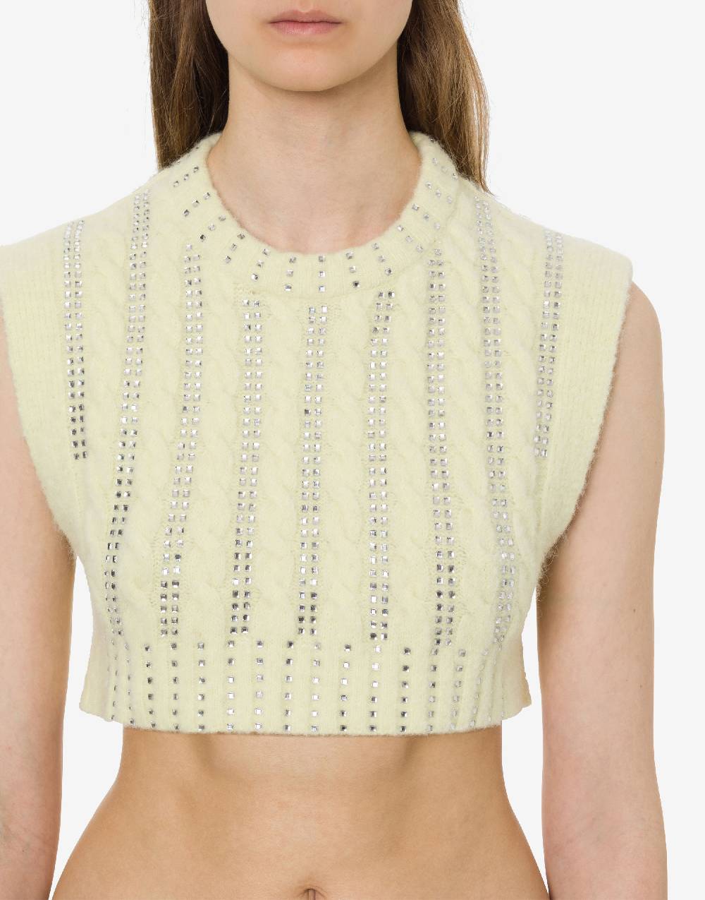 Philosophy Di Lorenzo Serafini Crop Top In Baby Alpaca E Lana Con Strass