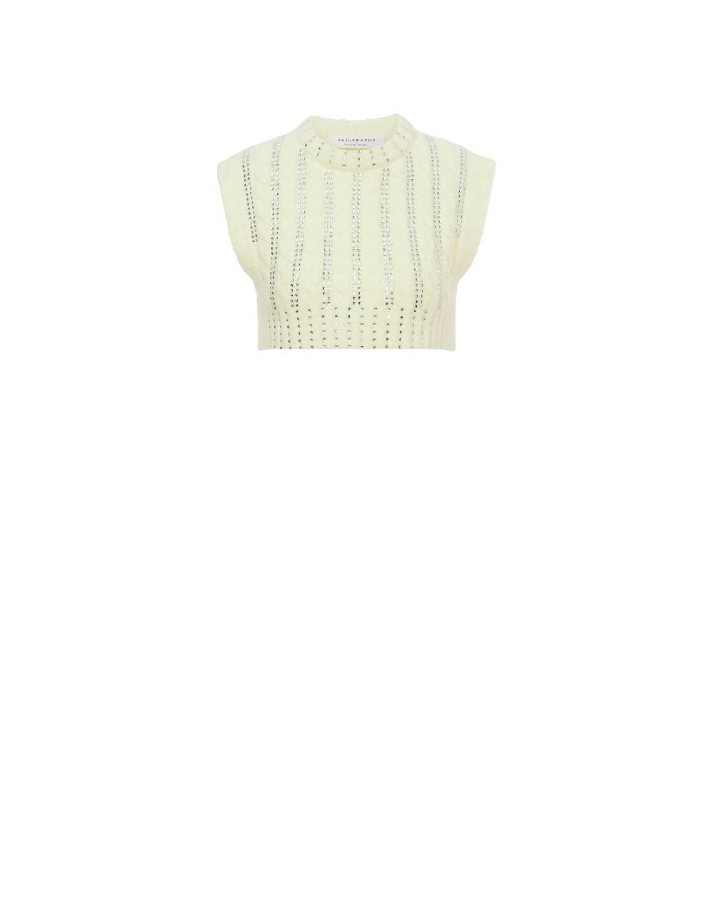 Philosophy Di Lorenzo Serafini Crop Top In Baby Alpaca E Lana Con Strass