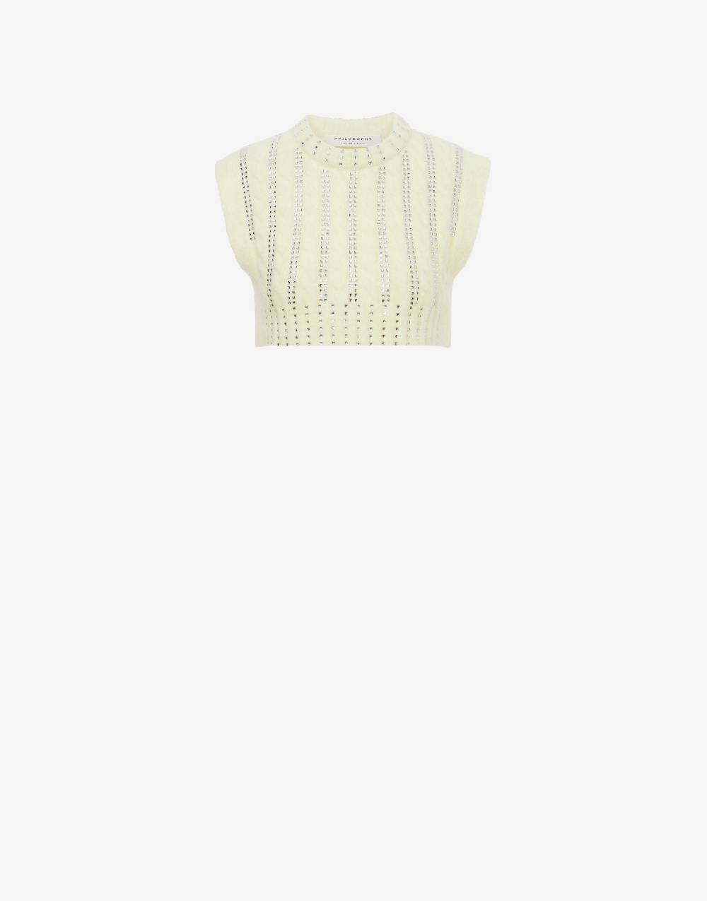 Philosophy Di Lorenzo Serafini Crop top in baby alpaca e lana con strass