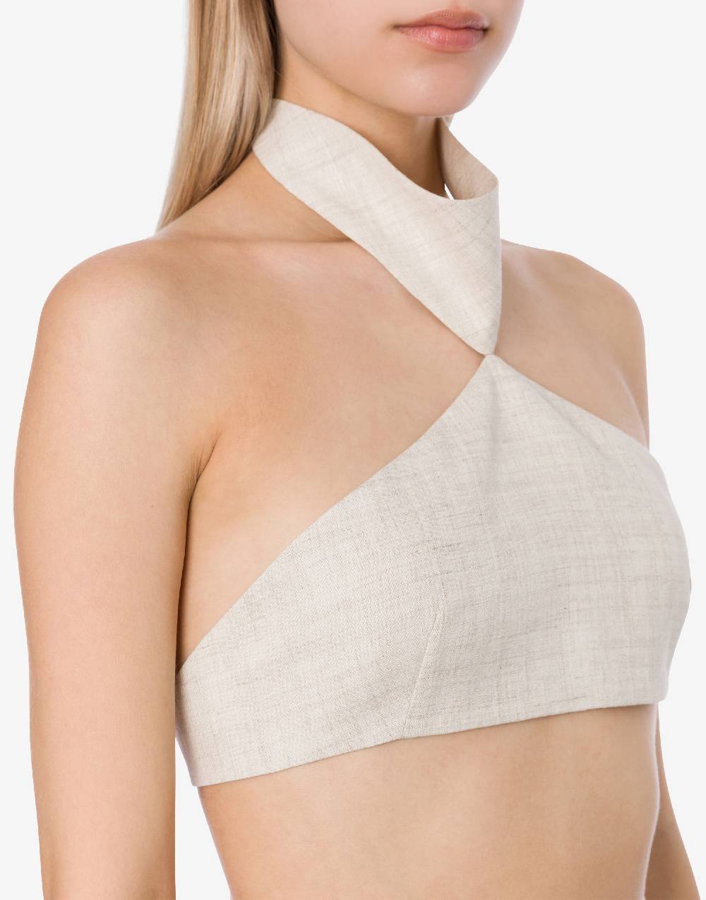 Philosophy Di Lorenzo Serafini Crop Top In Tela Di Misto Lino