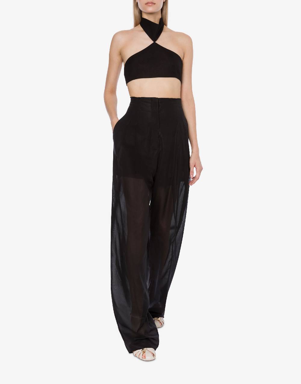Philosophy Di Lorenzo Serafini Crop Top In Tela Di Misto Lino