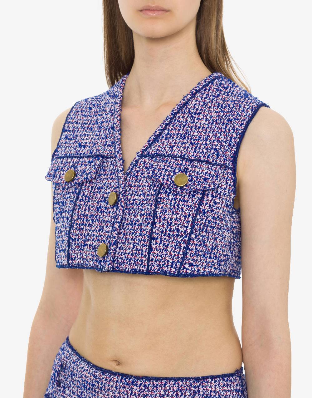 Philosophy Di Lorenzo Serafini Gilet Crop In Stuoia Bouclé