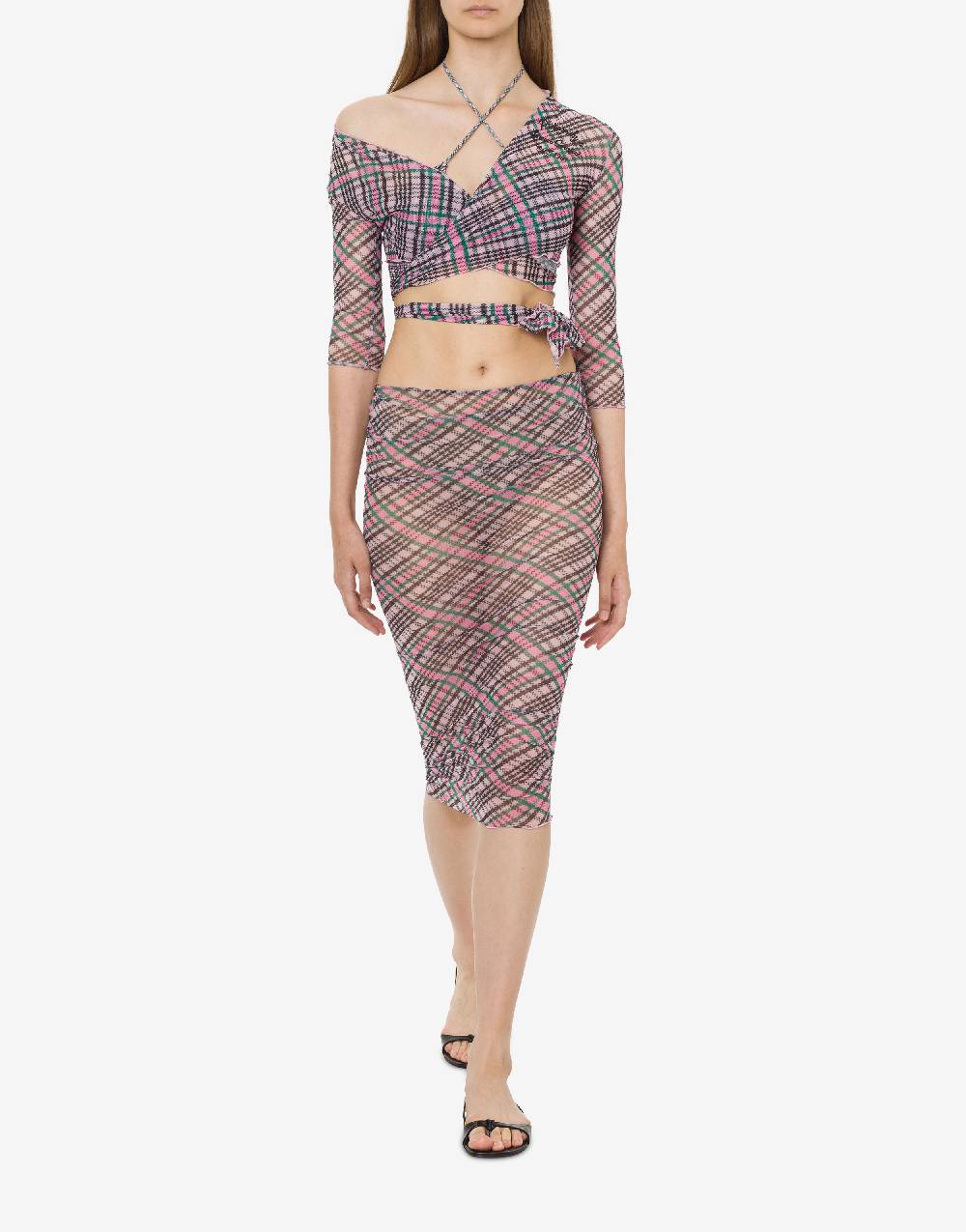 Philosophy Di Lorenzo Serafini Gonna Beachwear In Tulle Check