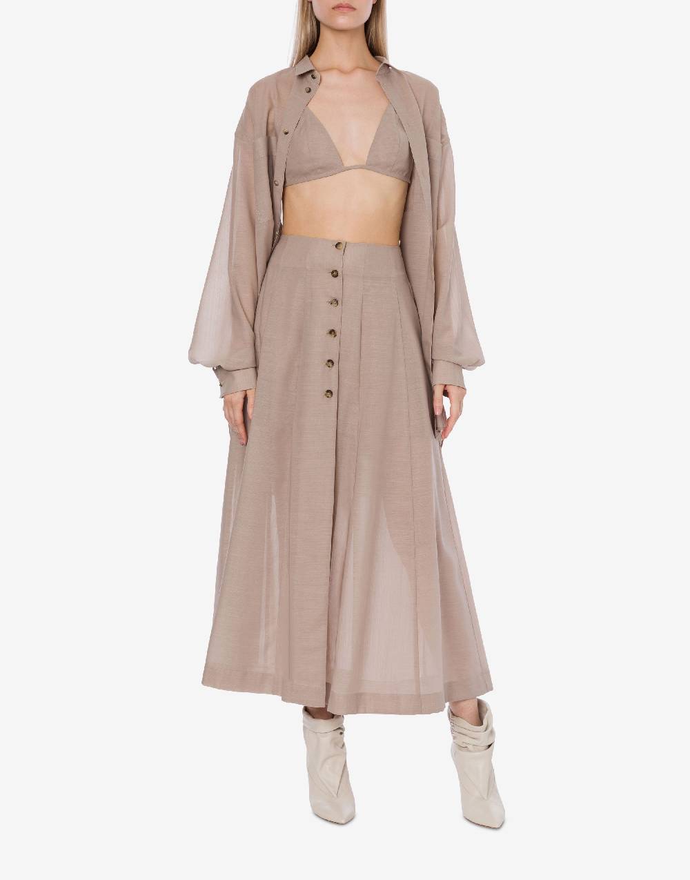 Philosophy Di Lorenzo Serafini Gonna In Voile Di Lana Con Bottoni