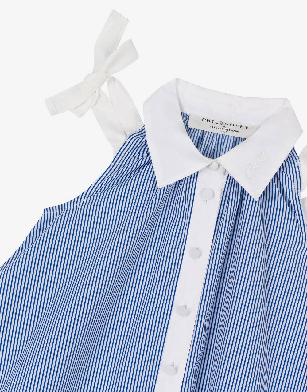 Philosophy Di Lorenzo Serafini Kids Abito In Popeline Rigato Con Fiocchi