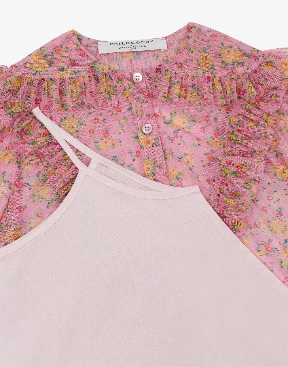 Philosophy Di Lorenzo Serafini Kids Camicia In Tulle Con Stampa Fiori