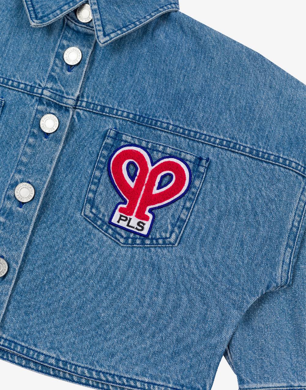 Philosophy Di Lorenzo Serafini Kids Giacca Crop In Denim Con Patch 'doppia P'