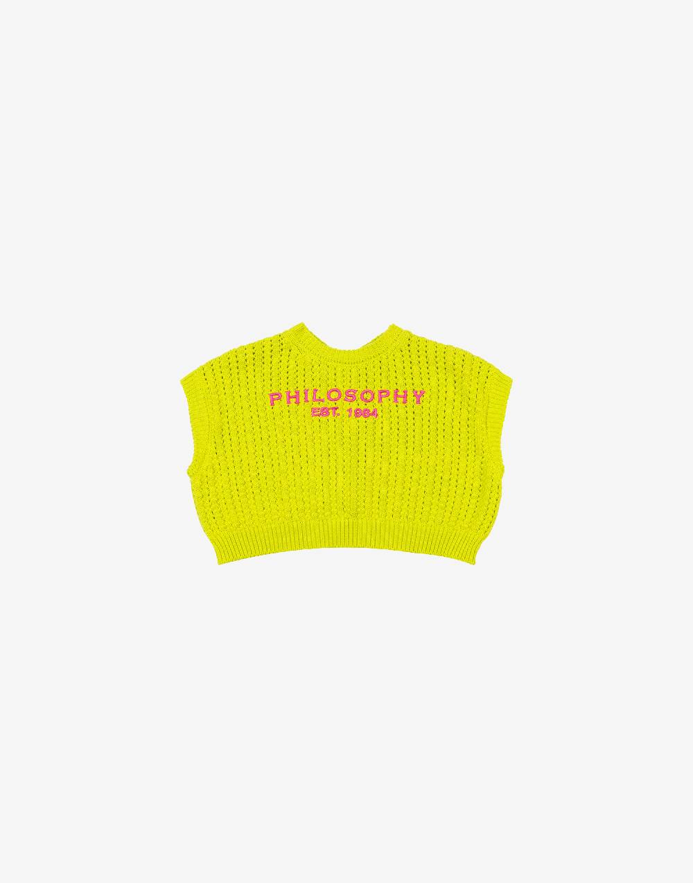 Philosophy Di Lorenzo Serafini Kids gilet in maglia con ricamo logo