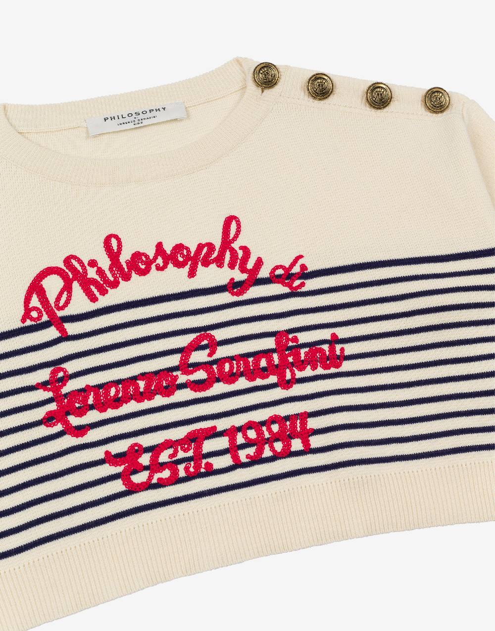 Philosophy Di Lorenzo Serafini Kids Maglione In Cotone A Righe Marinière