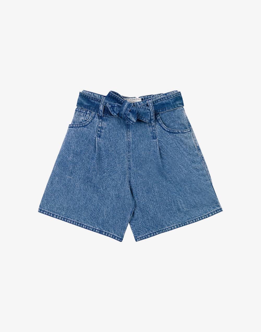 Philosophy Di Lorenzo Serafini Kids short in denim con patch 'doppia P'