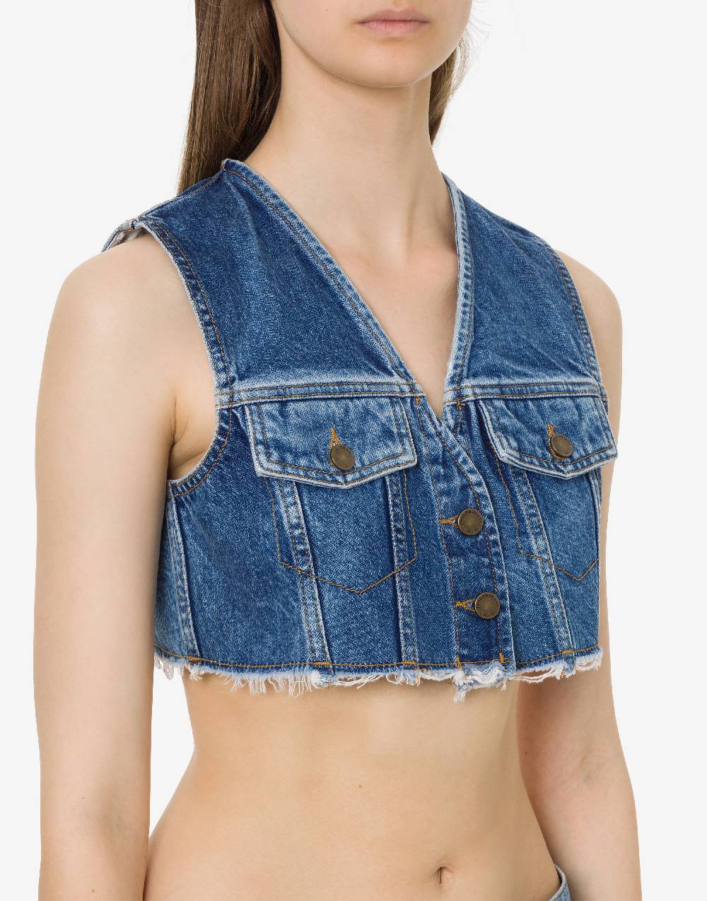 Philosophy Di Lorenzo Serafini Gilet Crop In Denim