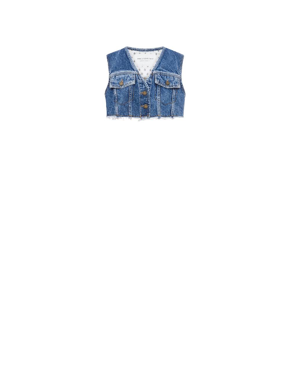 Philosophy Di Lorenzo Serafini Gilet Crop In Denim