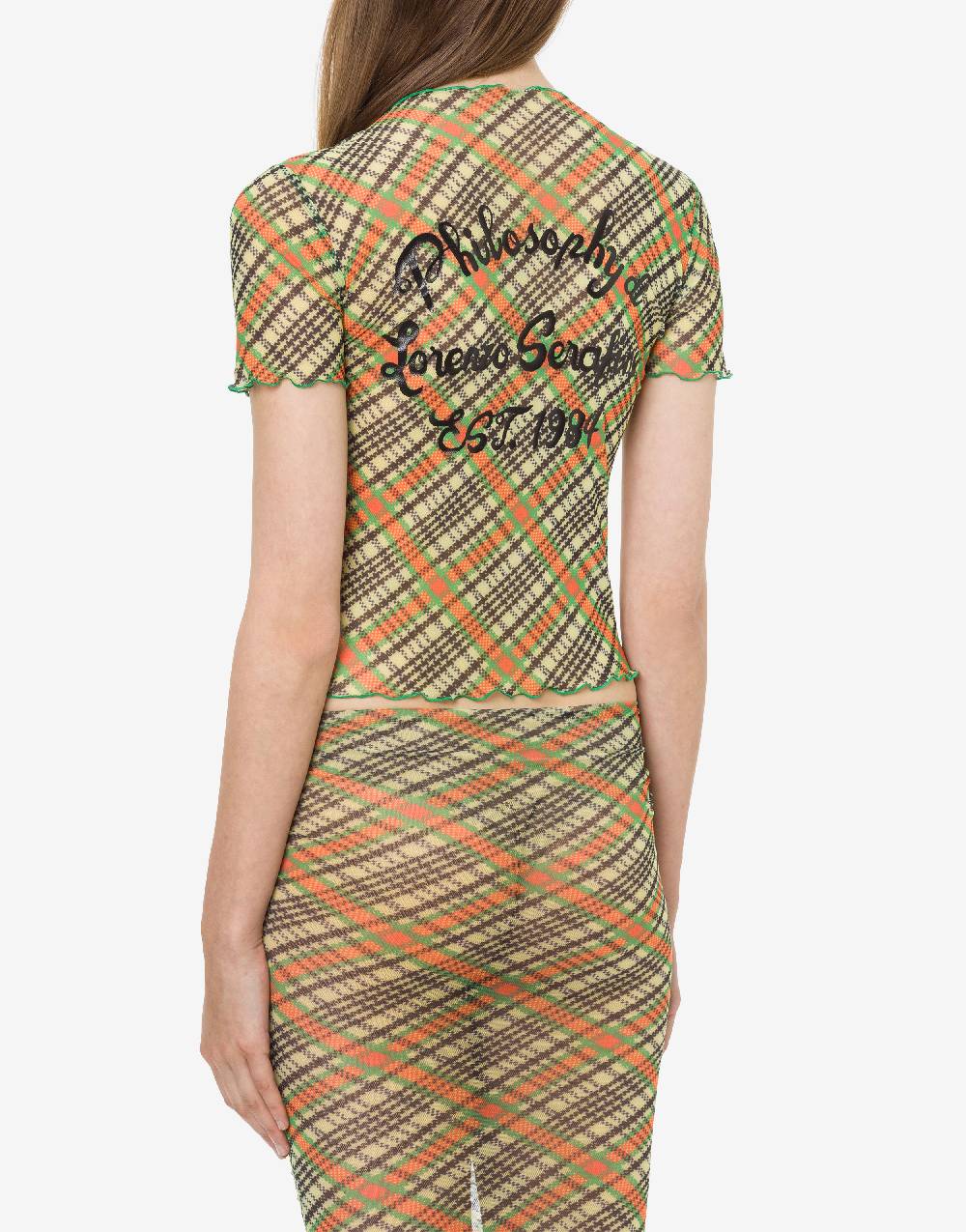 Philosophy Di Lorenzo Serafini T-shirt Beachwear In Tulle Check