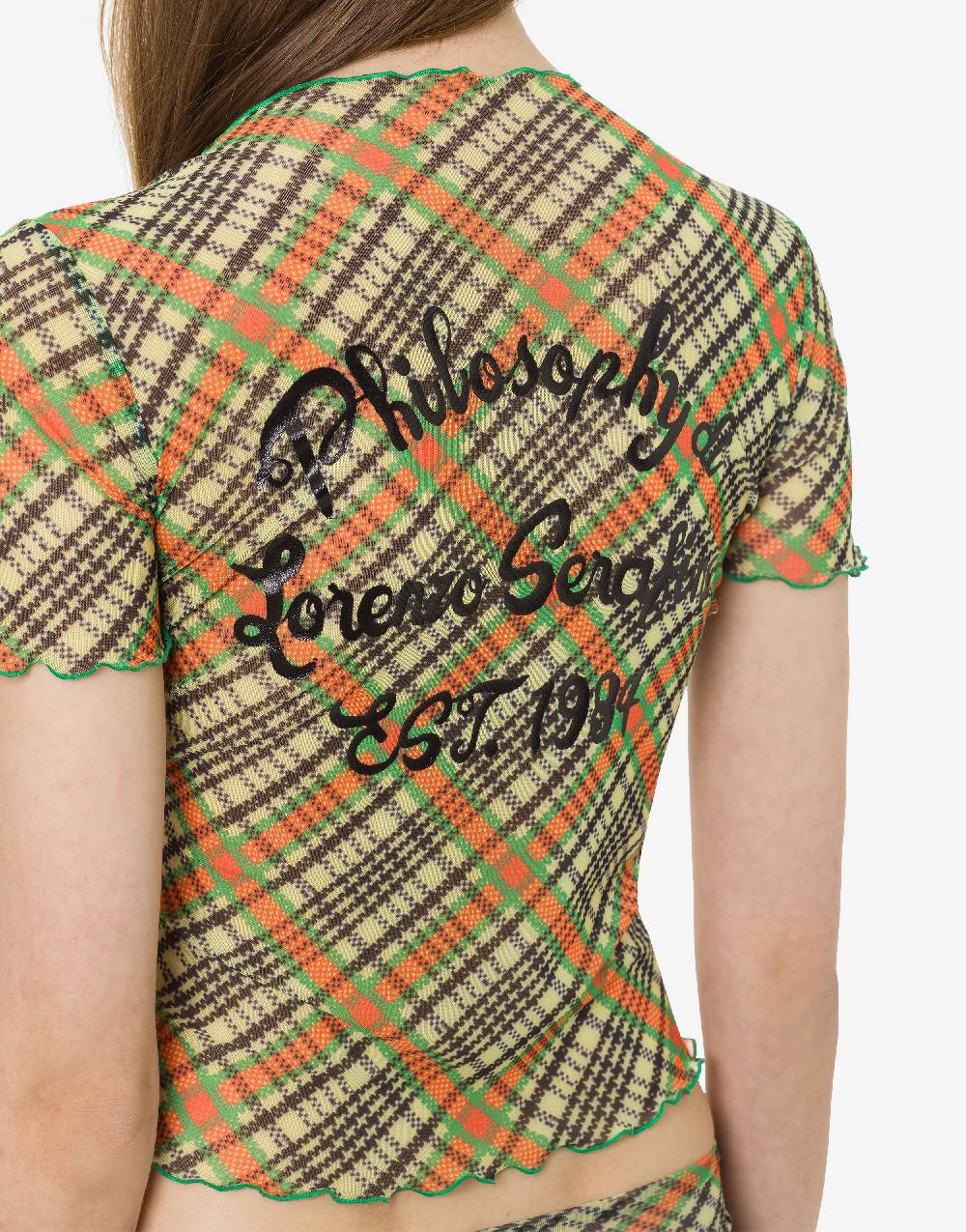 Philosophy Di Lorenzo Serafini T-shirt Beachwear In Tulle Check