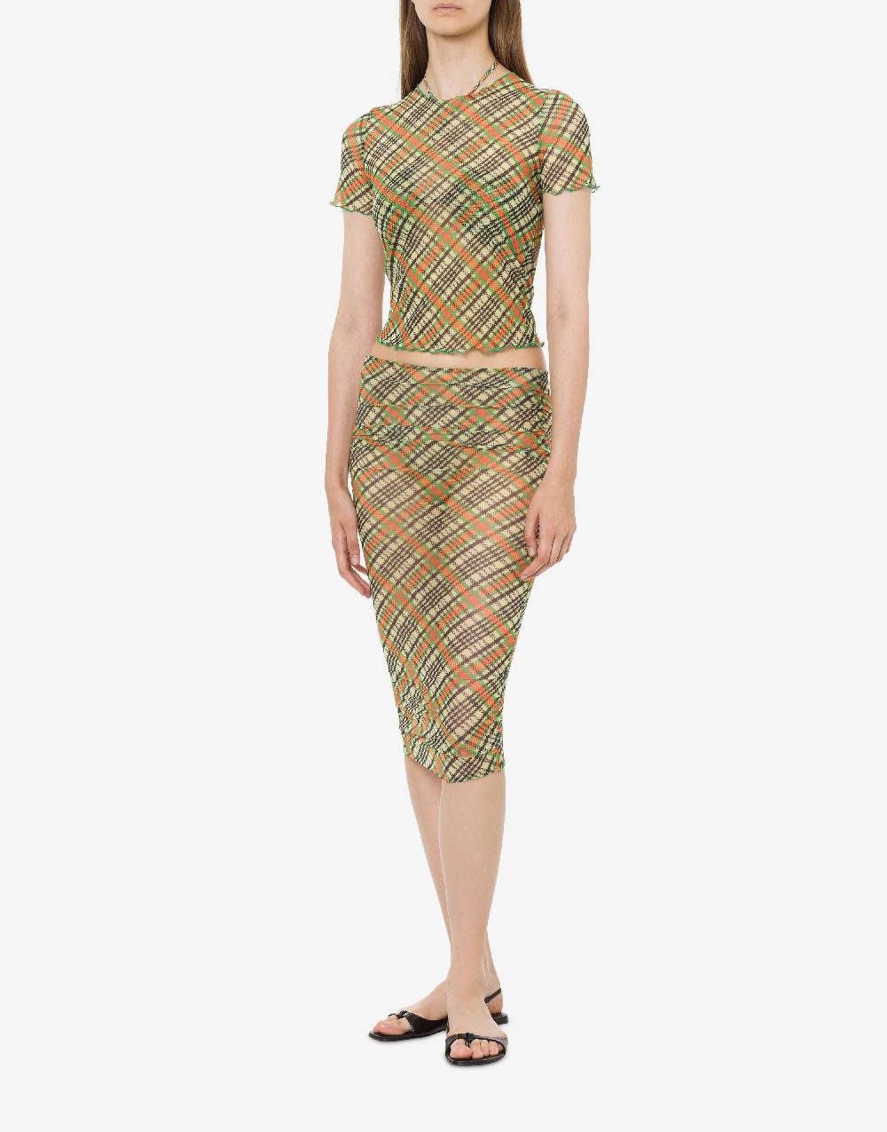 Philosophy Di Lorenzo Serafini T-shirt Beachwear In Tulle Check