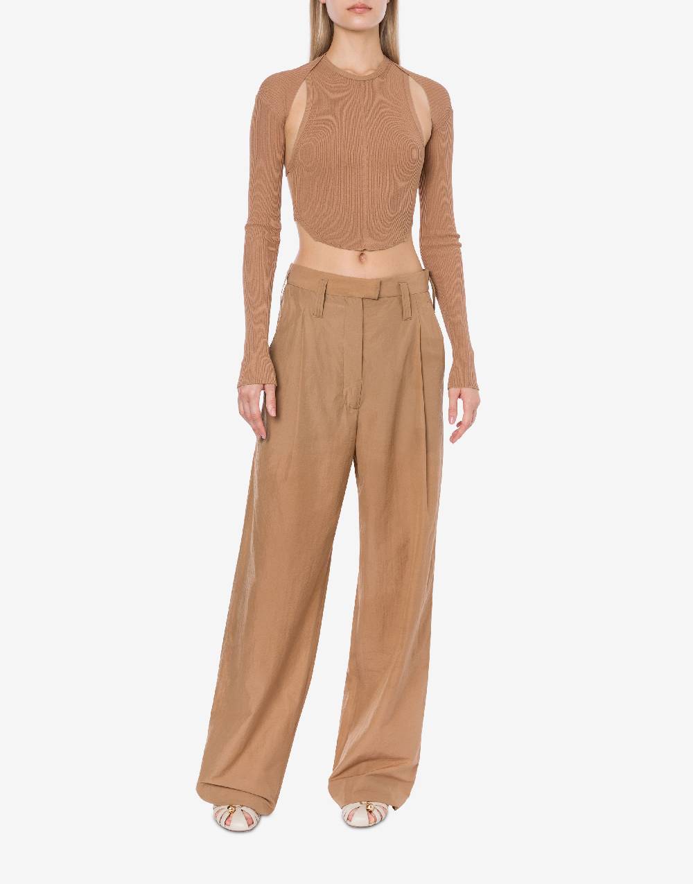 Philosophy Di Lorenzo Serafini Top Crop A Costine Stretch Con Piercing