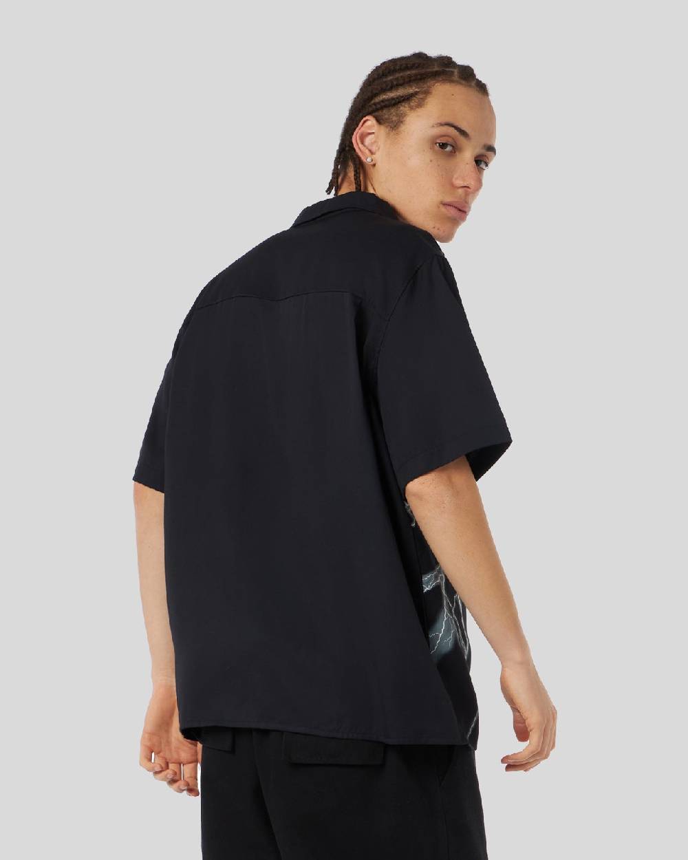 Phobia Archive CAMICIA NERA CON FULMINI LATERALI BIANCHI