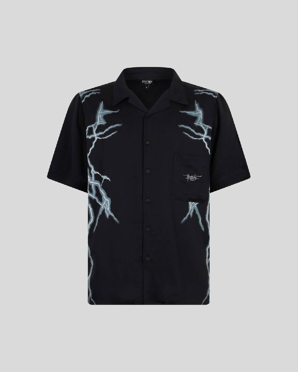 Phobia Archive CAMICIA NERA CON FULMINI LATERALI BIANCHI