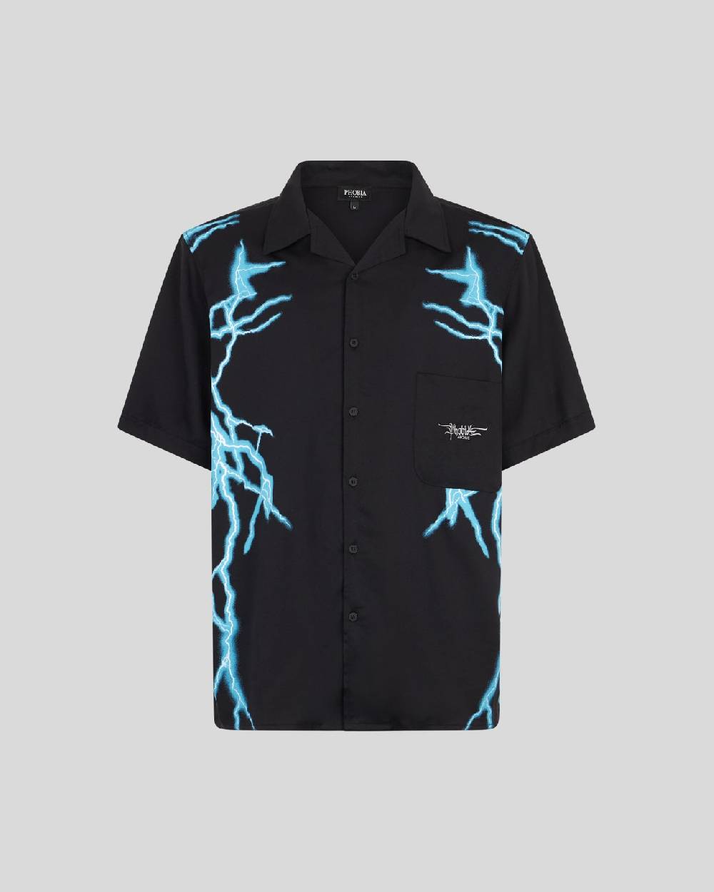 Phobia Archive CAMICIA NERA CON FULMINI LATERALI BLU