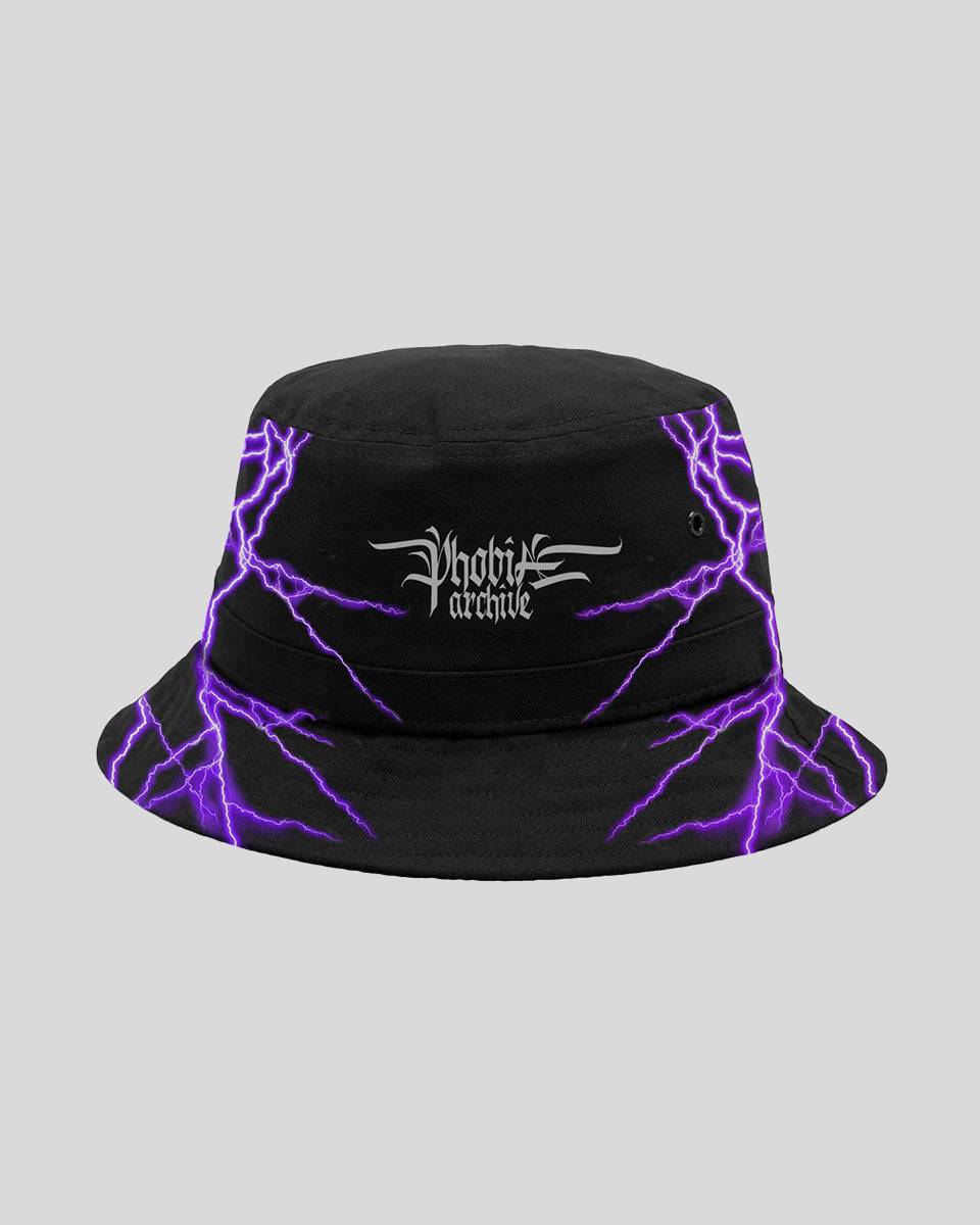 Phobia Archive CAPPELLO BUCKET NERO CON FULMINI VIOLA