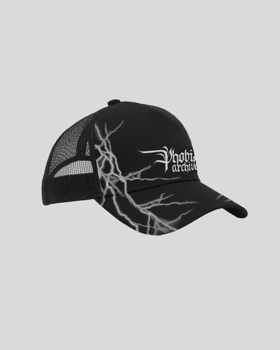 Phobia Archive CAPPELLO TRUCKER NERO CON FULMINI BIANCHI
