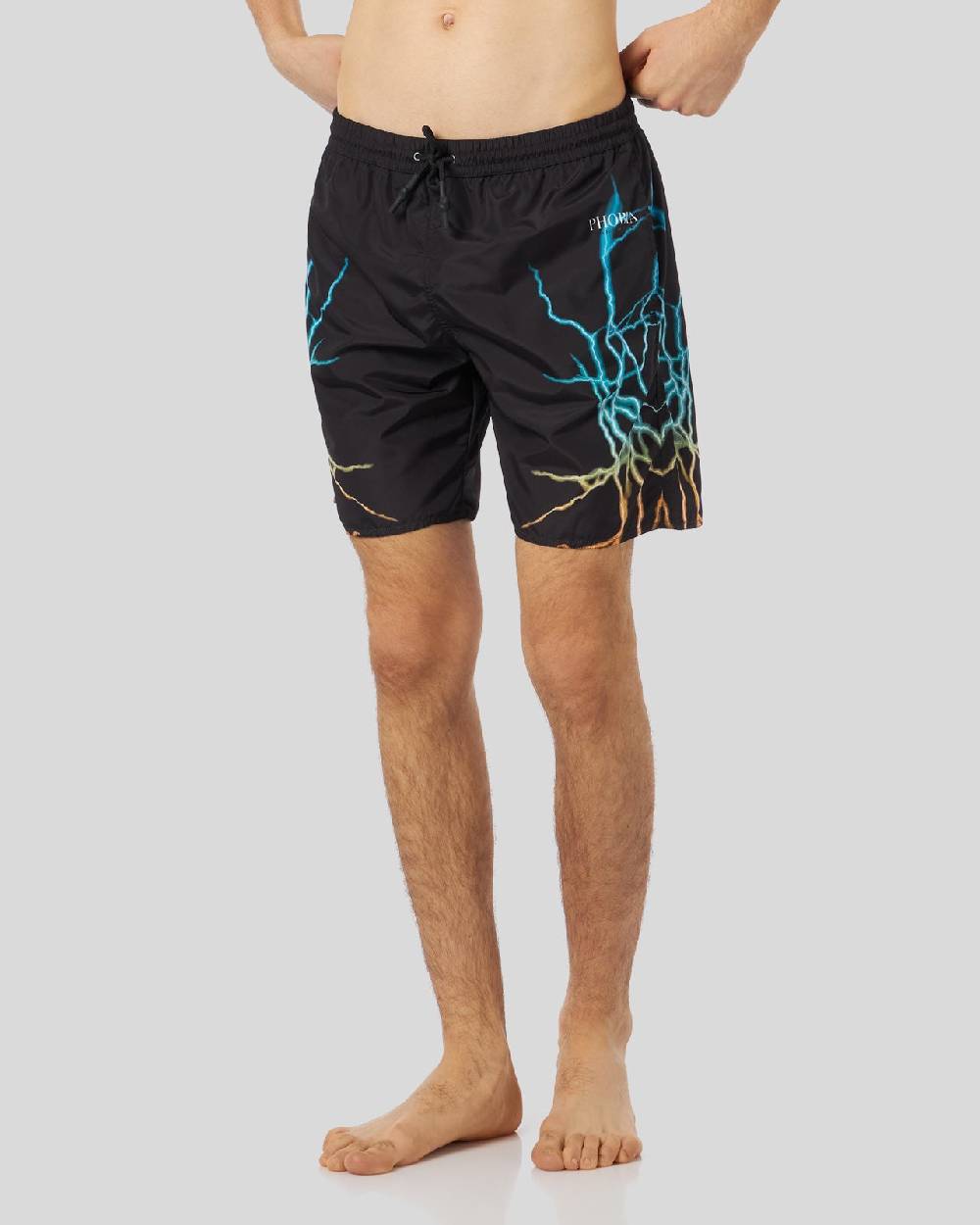 Phobia Archive COSTUME DA BAGNO NERO CON FULMINI BICOLORE BLU E GIALLO