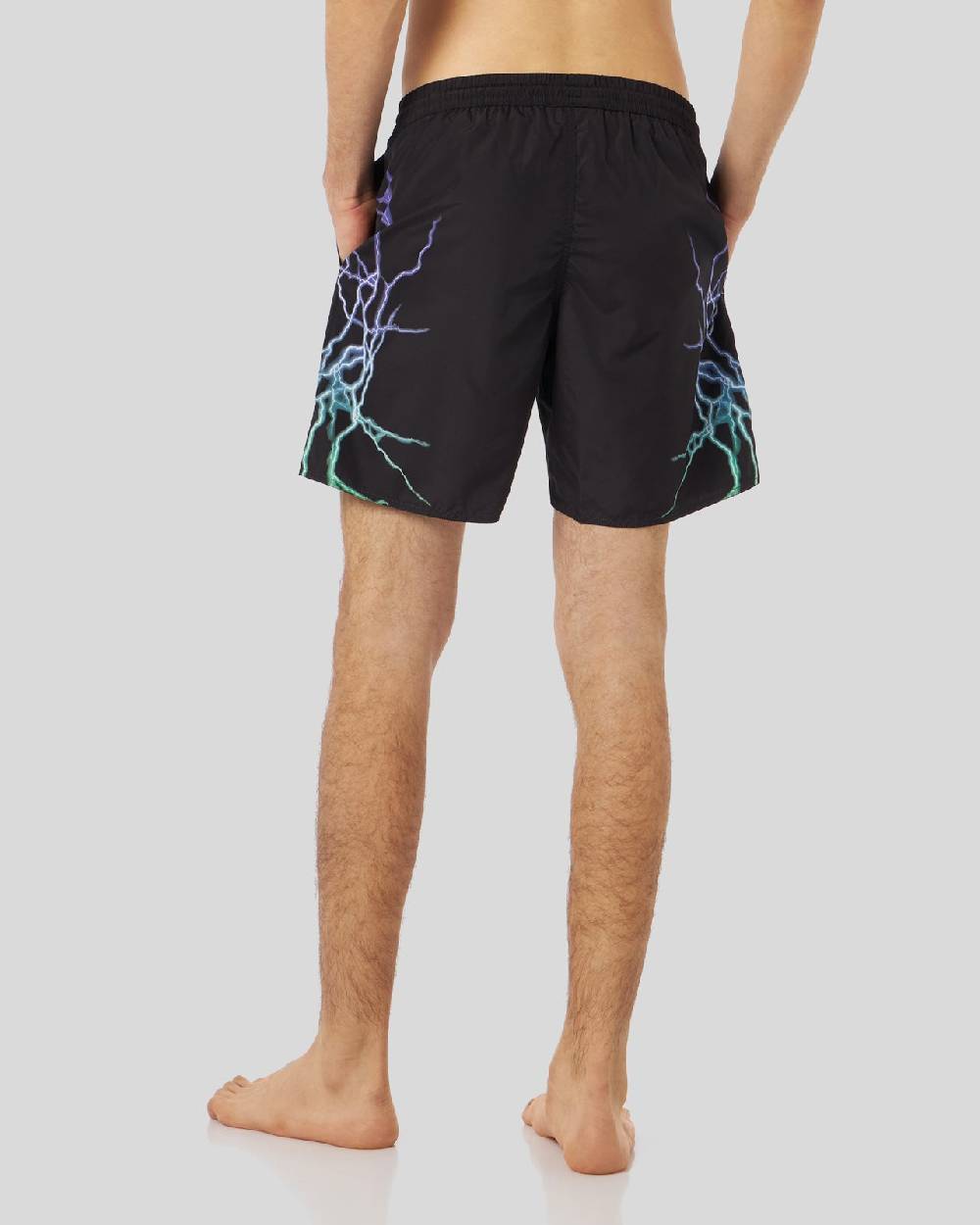 Phobia Archive COSTUME DA BAGNO NERO CON FULMINI BICOLORE VIOLA E VERDE