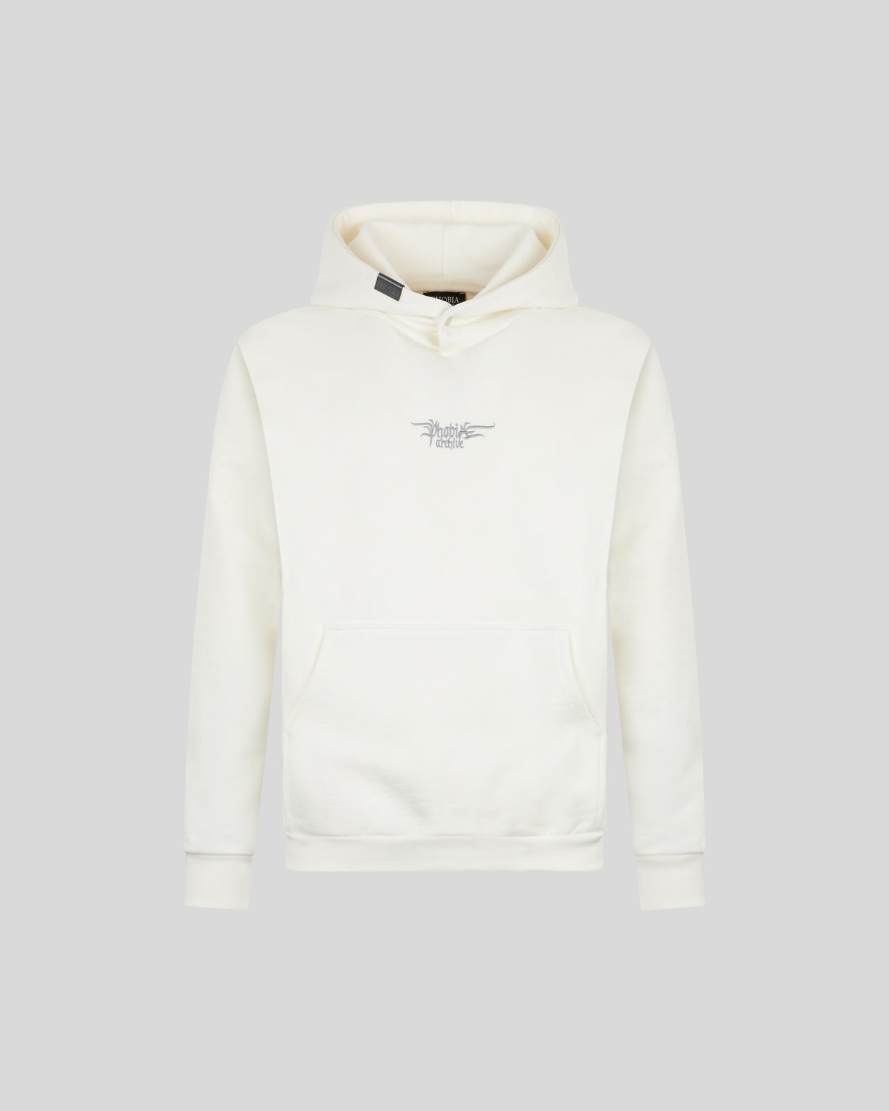 Phobia Archive FELPA CON CAPPUCCIO BIANCA CON LOGO GOTICO ED ETICHETTA METALLICA