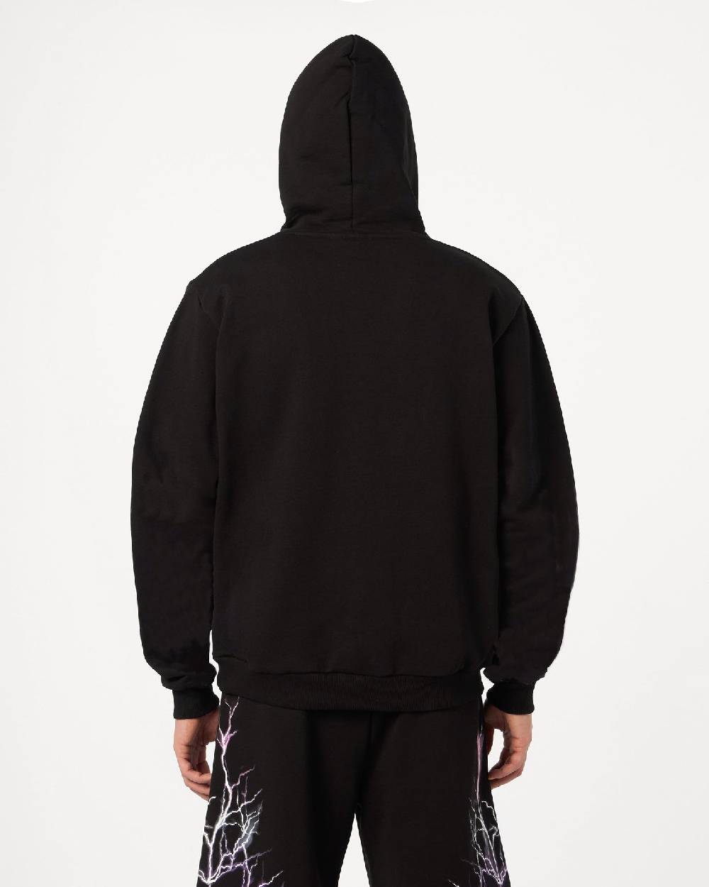 Phobia Archive FELPA CON CAPPUCCIO NERA CON FULMINI ROSSO GRIGIO ARANCIONI