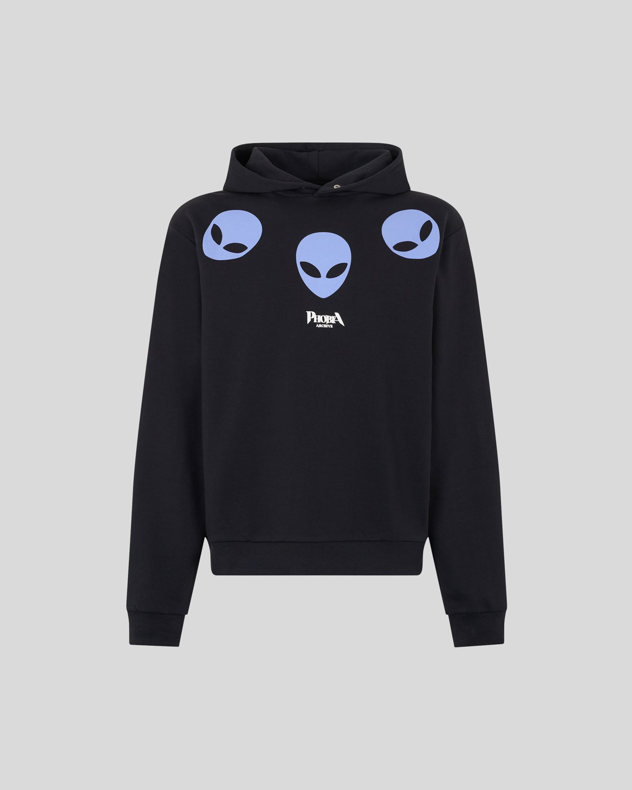 Phobia Archive FELPA CON CAPPUCCIO NERA CON STAMPA TRIPLE ALIEN VIOLA