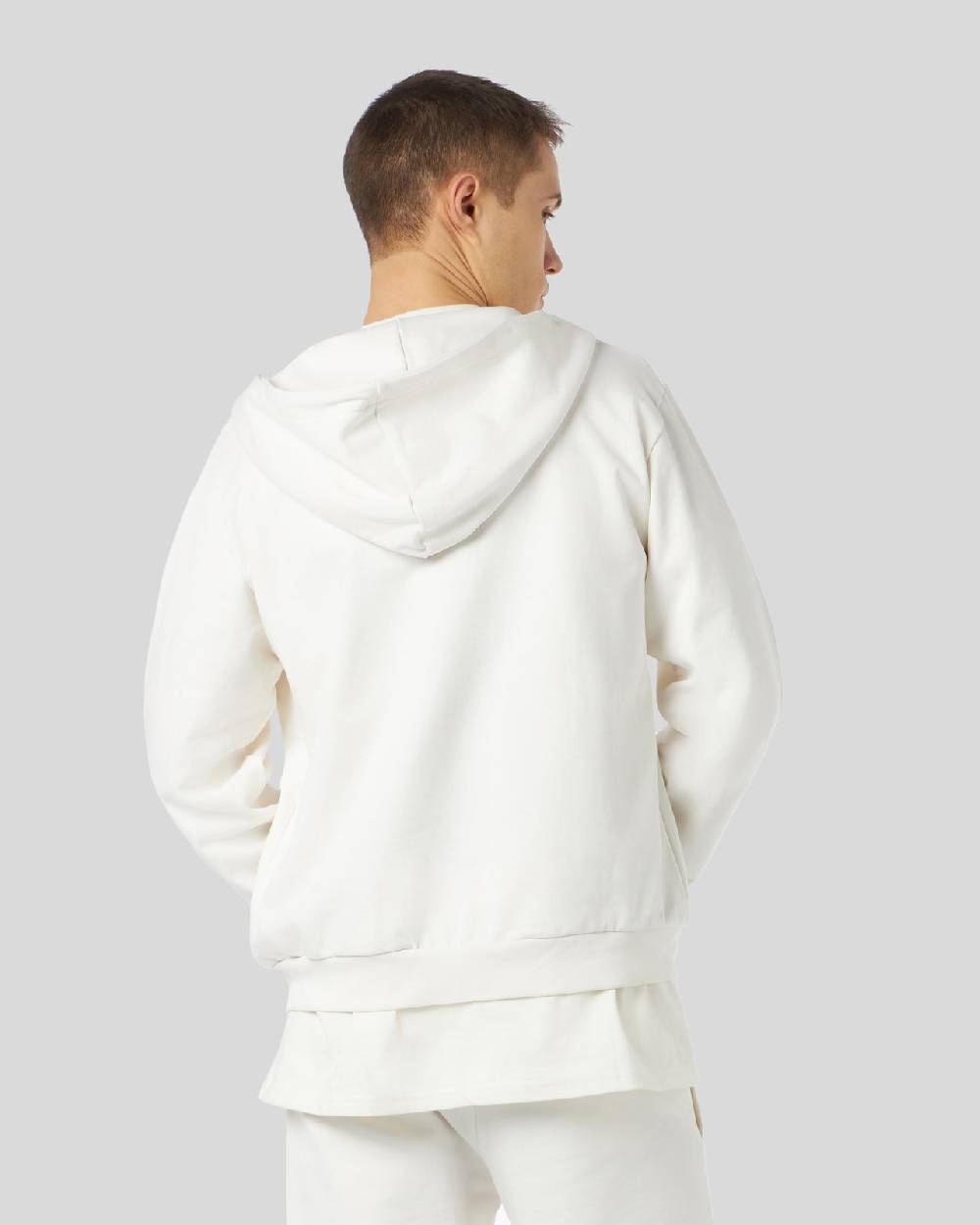 Phobia Archive FELPA CON ZIP BIANCA CON GOTIC LOGO RICAMATO