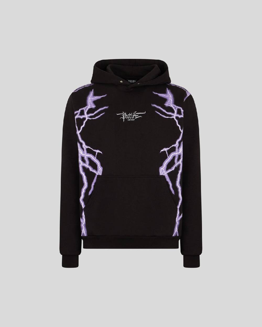 Phobia Archive FELPA NERA CON FULMINI LATERALI VIOLA