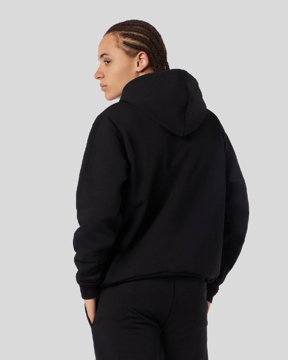 Phobia Archive FELPA NERA CON FULMINI RICAMATI GRIGI