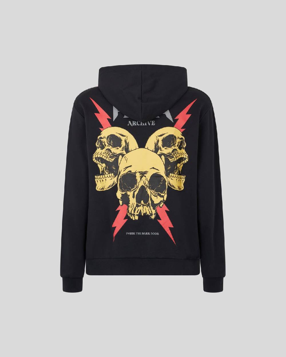 Phobia Archive FELPA NERA CON GRAFICA SCREAMING SKULLS ROSSA