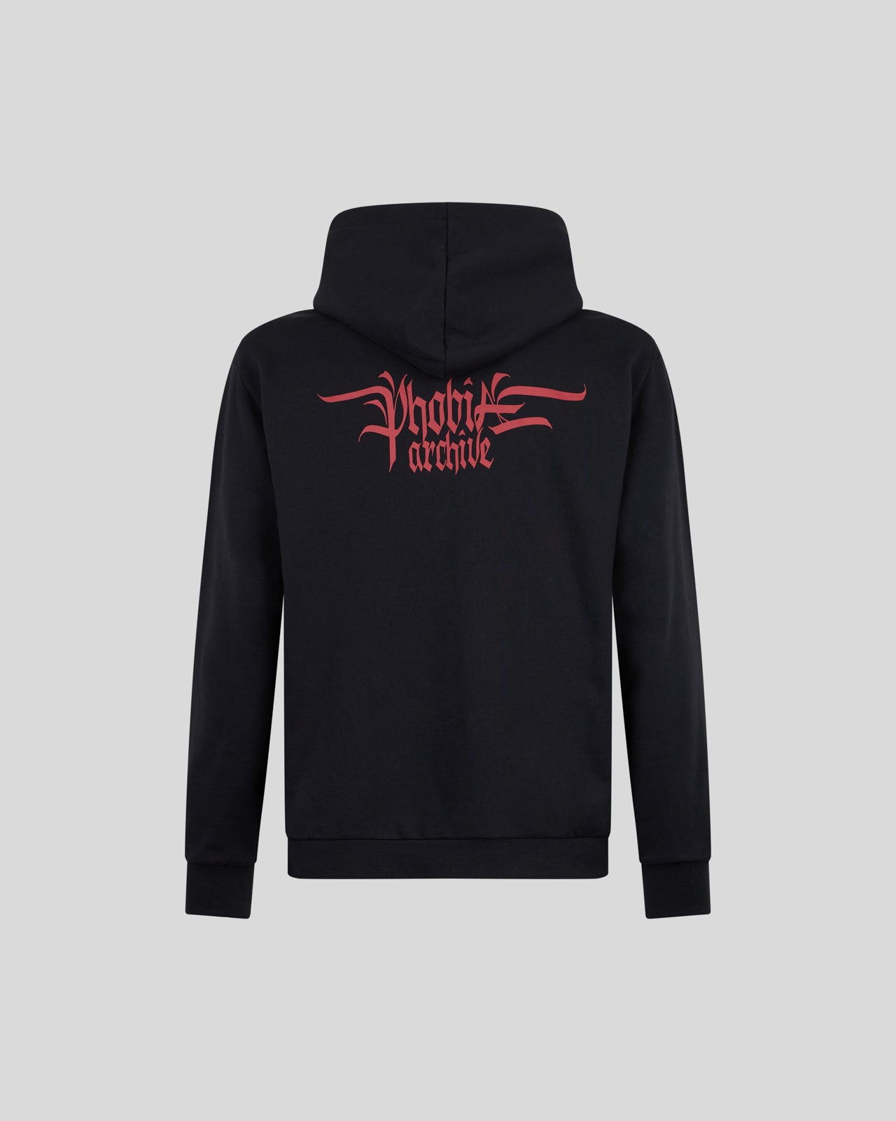 Phobia Archive FELPA NERA CON GRAFICA TRIPLE SKULL ROSSA