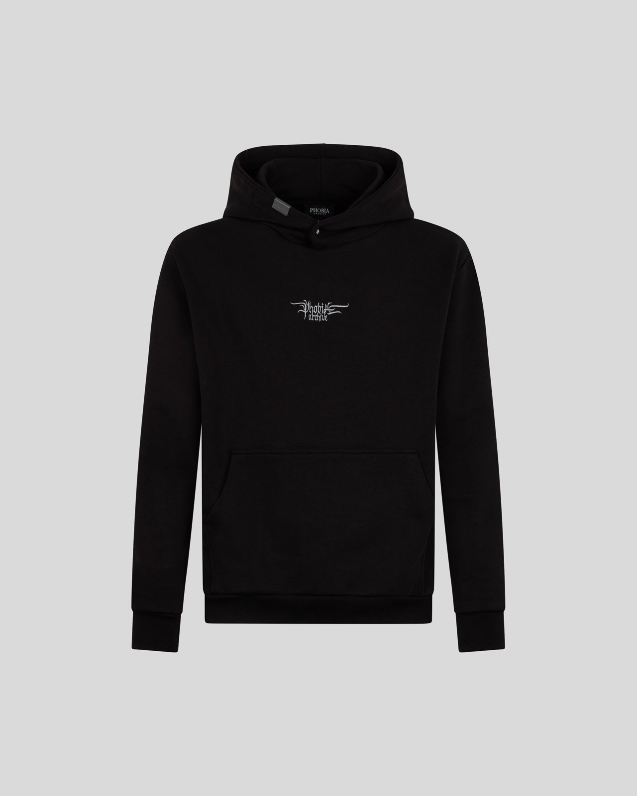 Phobia Archive FELPA NERA CON LOGO GOTICO ED ETICHETTA METALLICA
